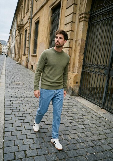 Groene SELECTED MEN Trui SLHDANE LS KNIT STRUCTURE CREW NECK NOOS - large