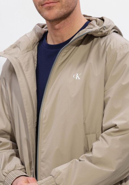 Beige CALVIN KLEIN Jack LS HOODED RIPSTOP HARRINGTON JKT - large