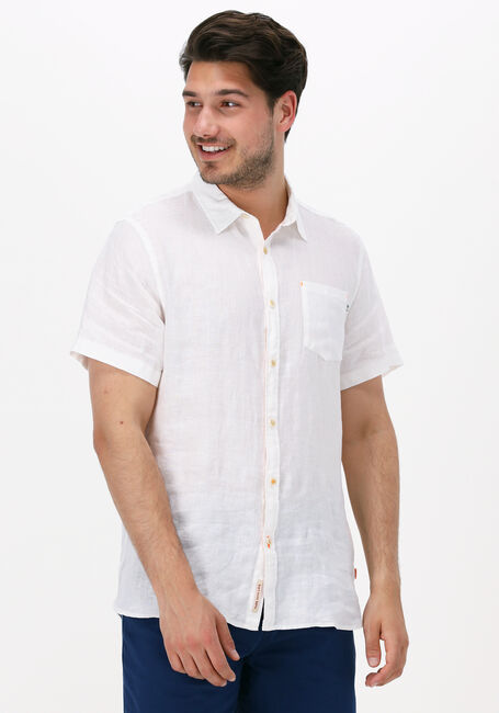 Witte SCOTCH & SODA Casual overhemd REGULAR FIT GARMENT-DYED LINEN SHORTSLEEVE SHIRT - large