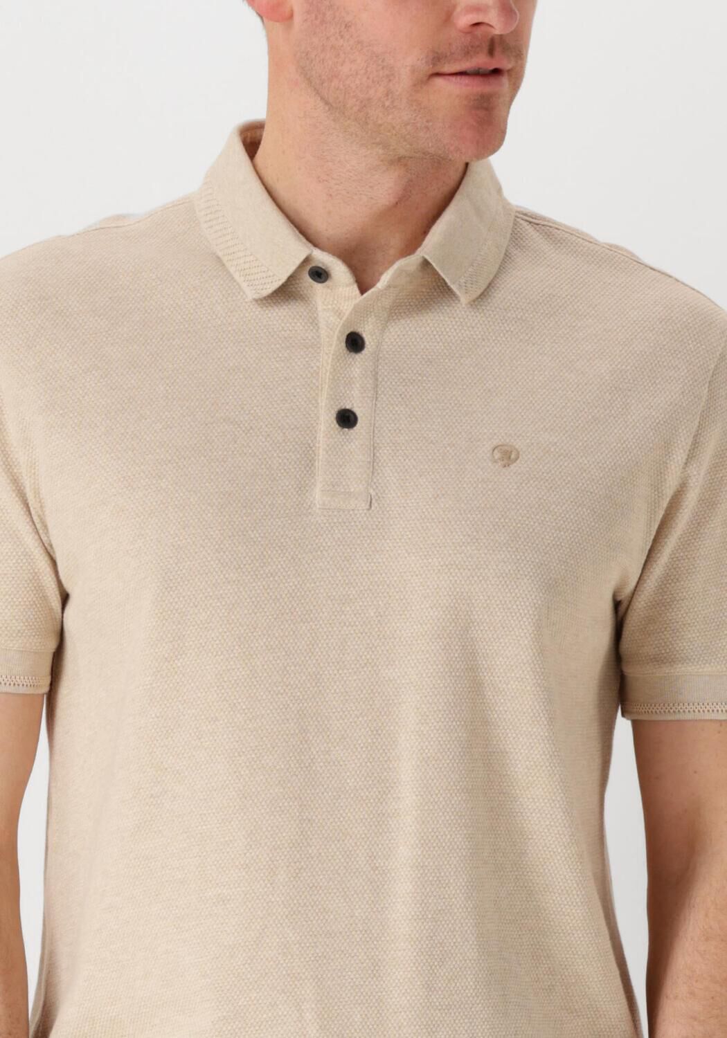 CAST IRON Heren Polo's & T-shirts Short Sleeve Polo Popcorn Jersey Melange Zand