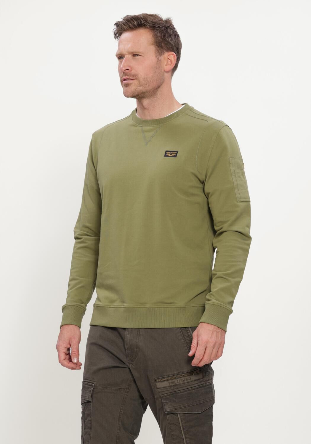 Khaki PME LEGEND Sweater CREWNECK AMERICAN CLASSIC