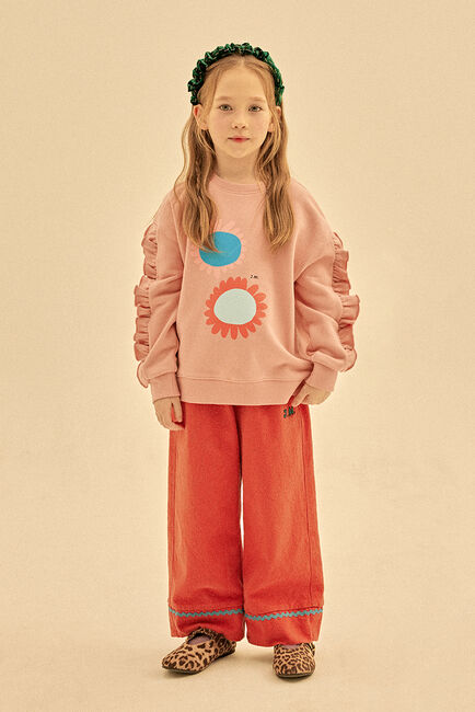 Jelly Mallow FLOWER RUFFLED SWEATSHIRT - large