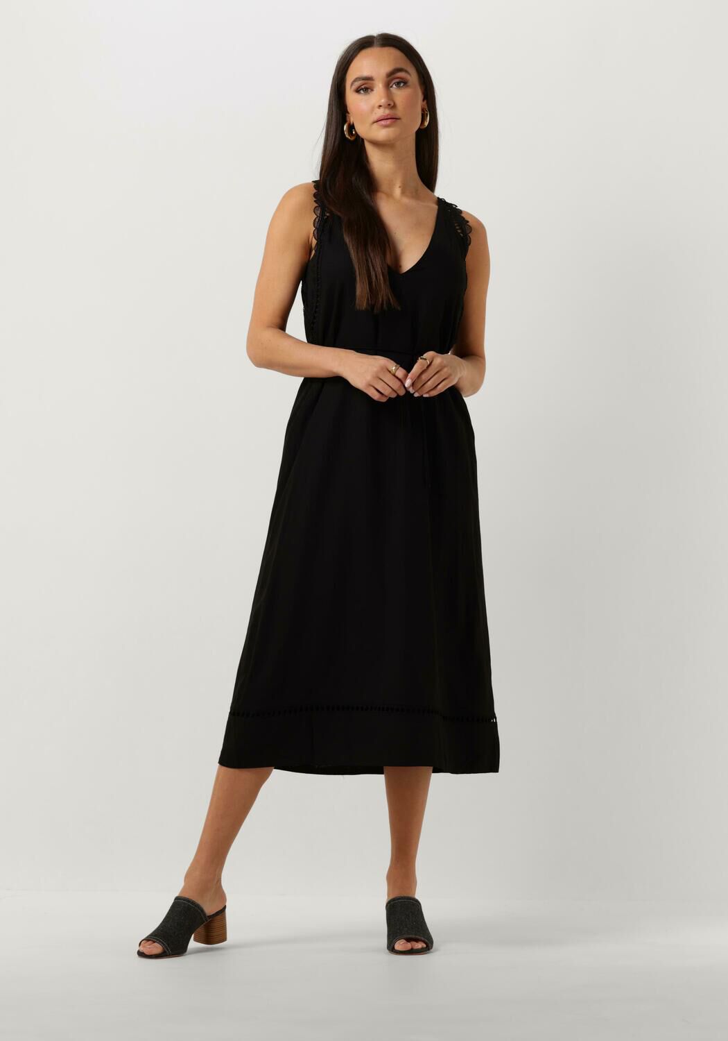 Suncoo Cristy Zwarte Midi Jurk Dames Black Dames