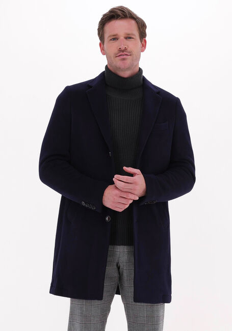 Donkerblauwe PROFUOMO Mantel OUTERW LONG COAT KNIT NAVY - large