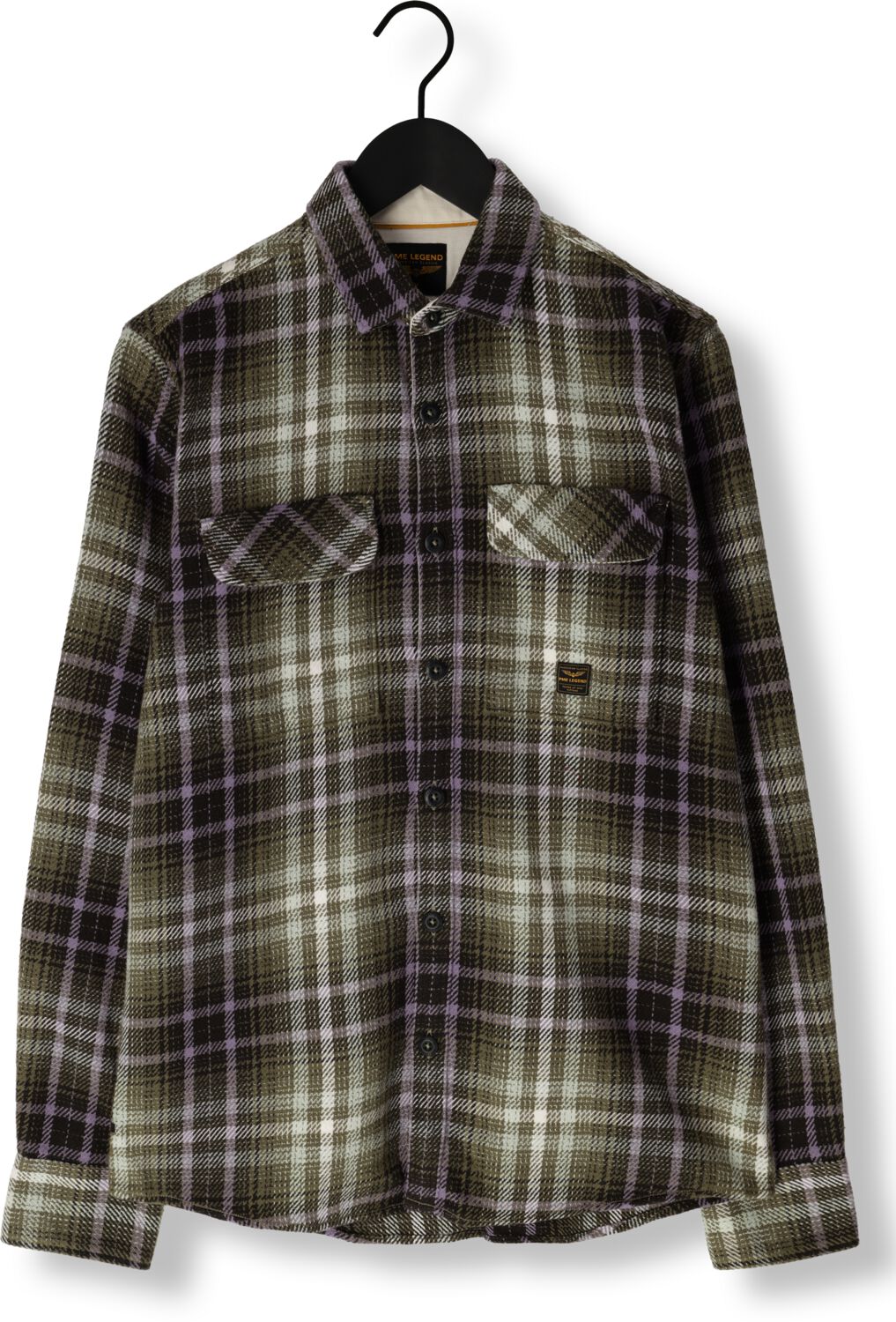 PME LEGEND Heren Overhemden Long Sleeve Shirt Heavy Twill Check Groen