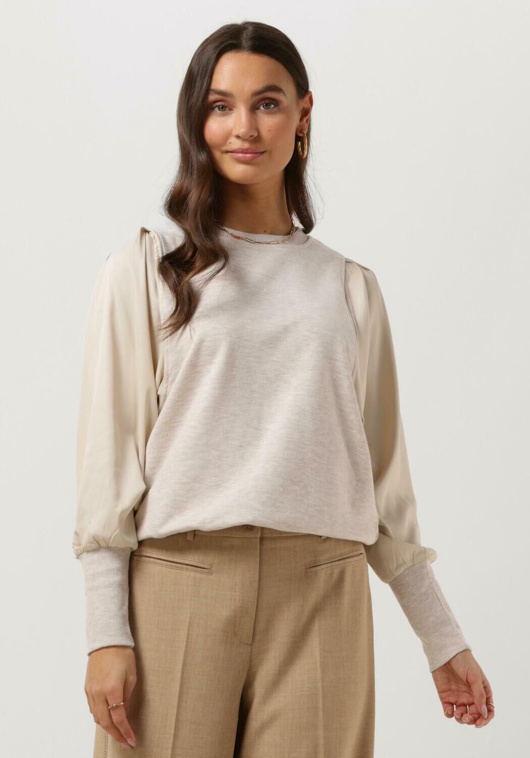 beige summum trui sweater satin mix sweat