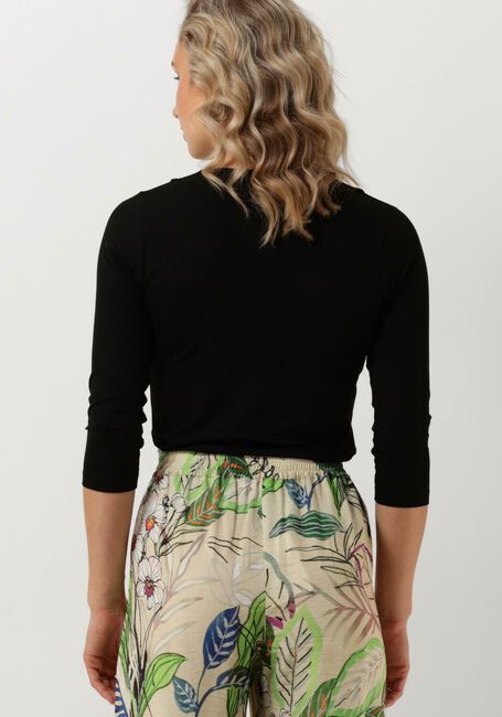 Zwarte JANSEN AMSTERDAM Top V130 JERSEY UNI TOP 3/4 SLEEVE KNOTDETAIL AT NECKLINE - large