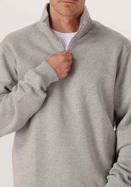 Grijze LES DEUX Sweater NORREGAARD TONAL HALF-ZIP SWEATSHIRT - large