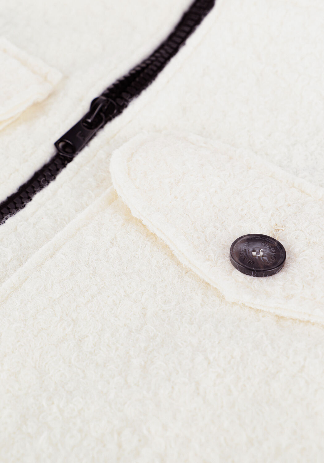 Witte BEAUMONT Teddy jas BOUCLE LONG HOODED JACKET - large