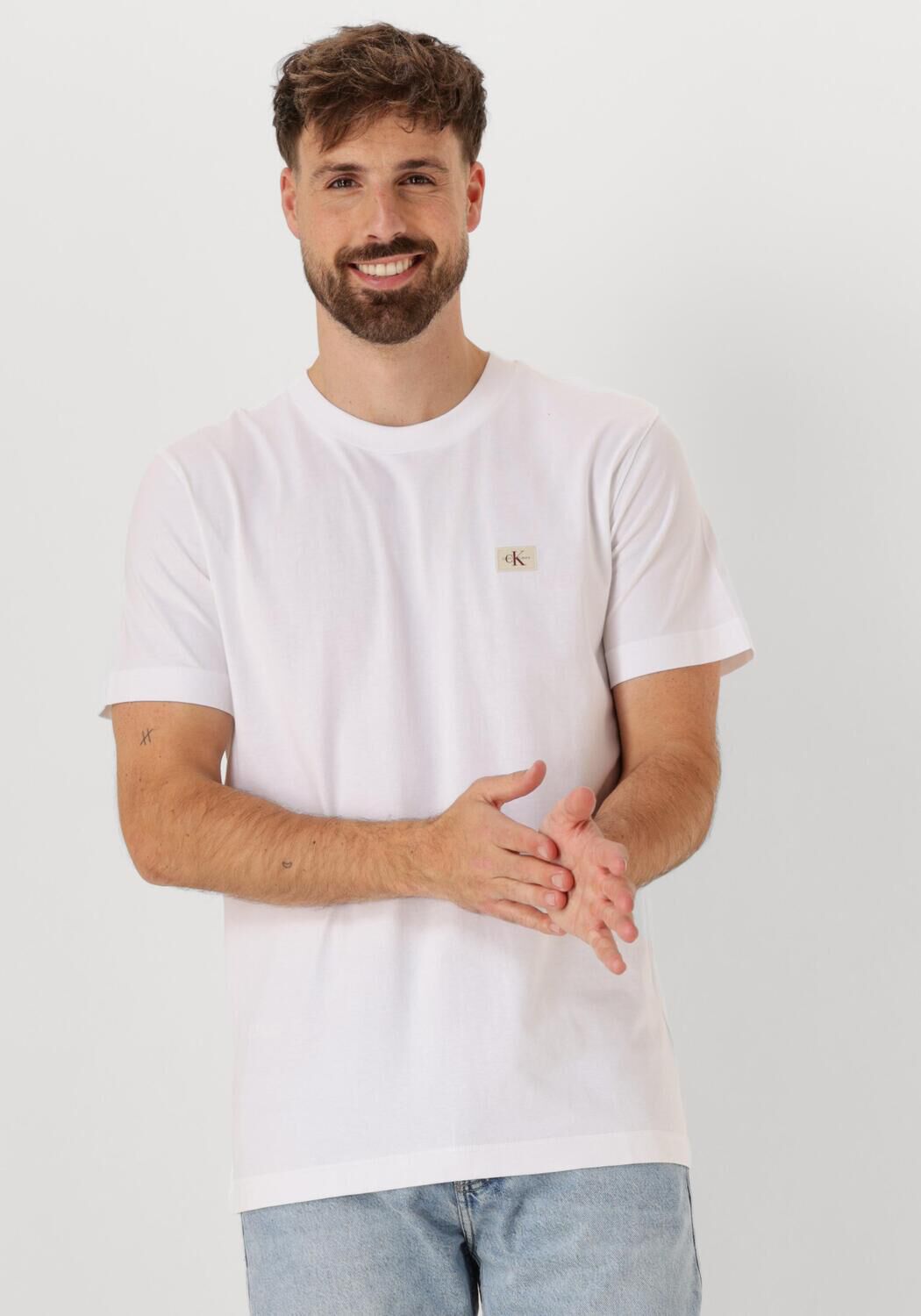 CALVIN KLEIN Heren Polo's & T-shirts Woven Label Regular Tee Wit