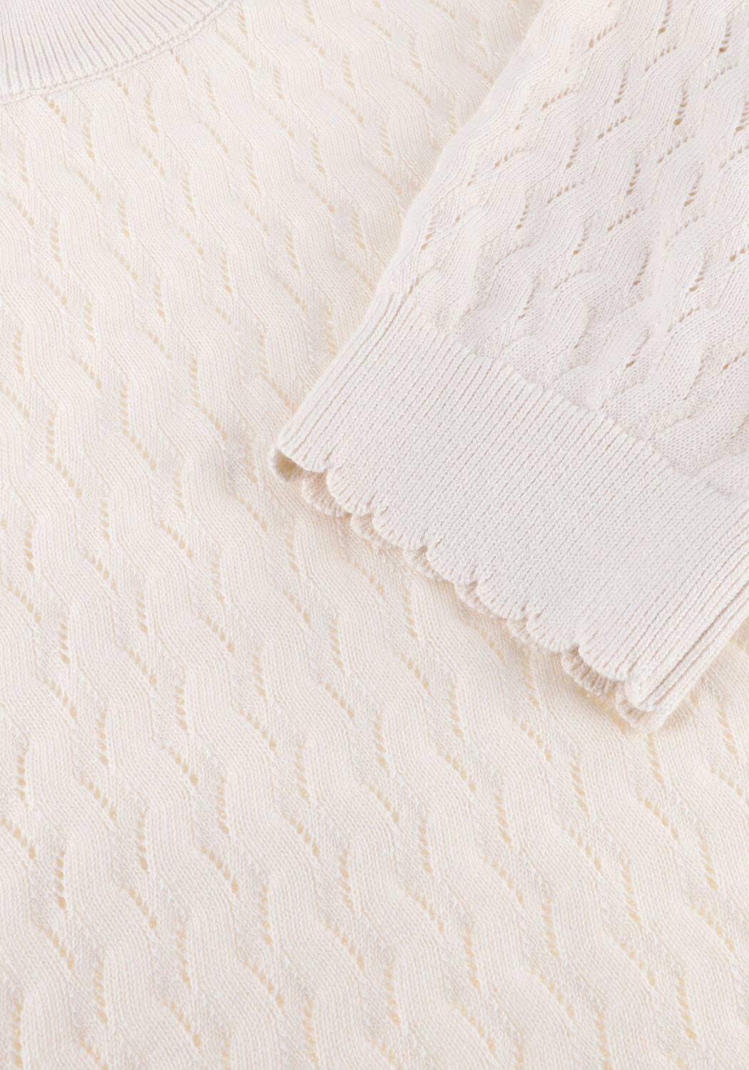 Ecru OBJECT Trui OBJFLAUNY S/S RE KNIT TOP - large