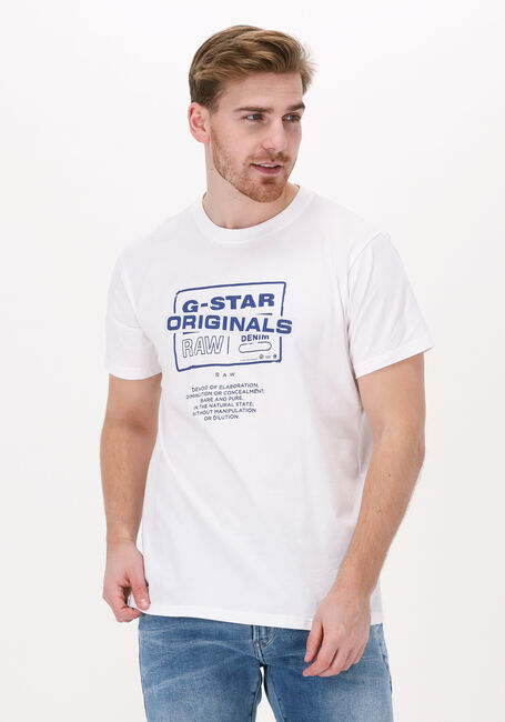 Witte G-STAR RAW T-shirt ORIGINALS LOGO R T - large
