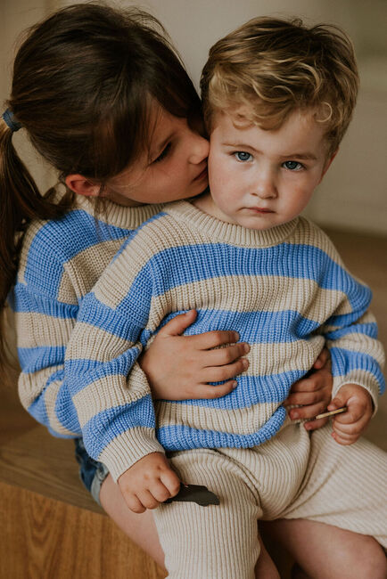 Blauwe YUKI KIDSWEAR Trui STRIPES SWEATER - large