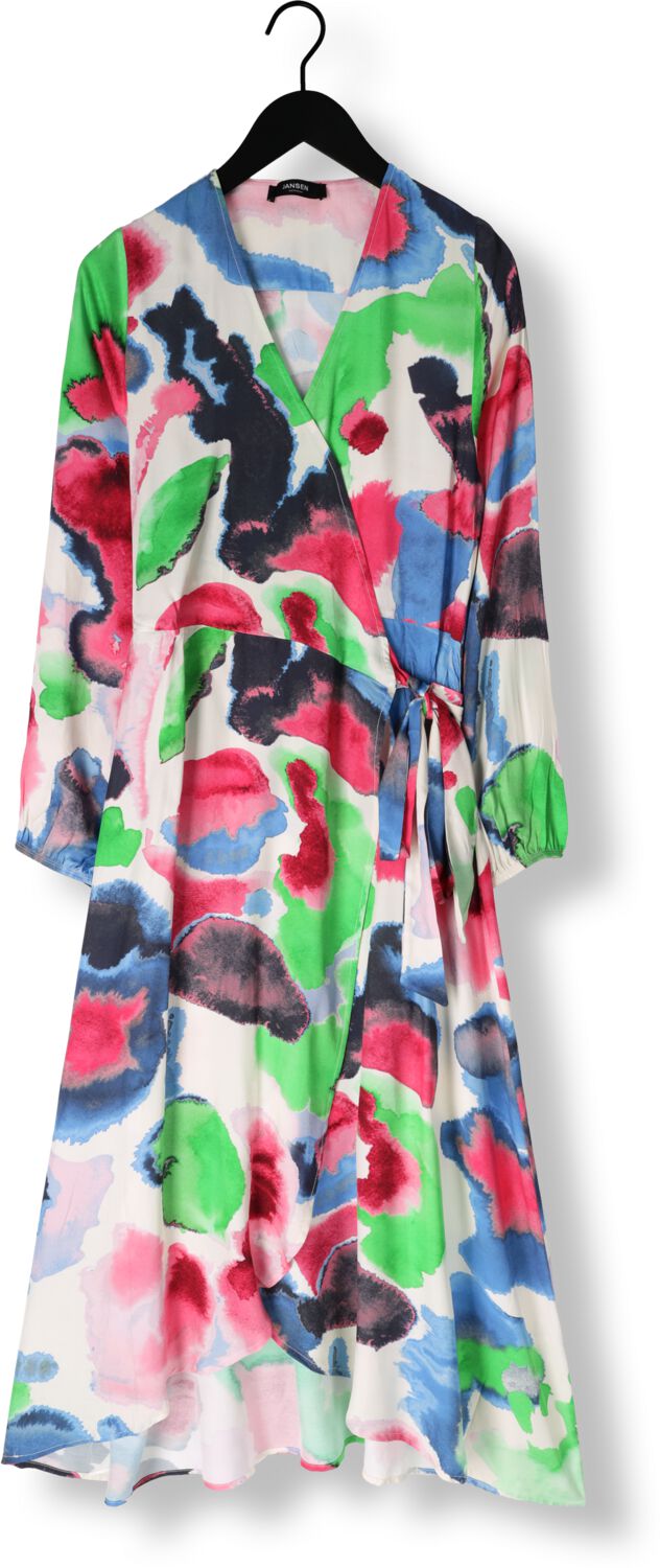 JANSEN AMSTERDAM Dames Jurken Nienke Jurk Wm 564 Wrap Long Puffed Sleeve Multi