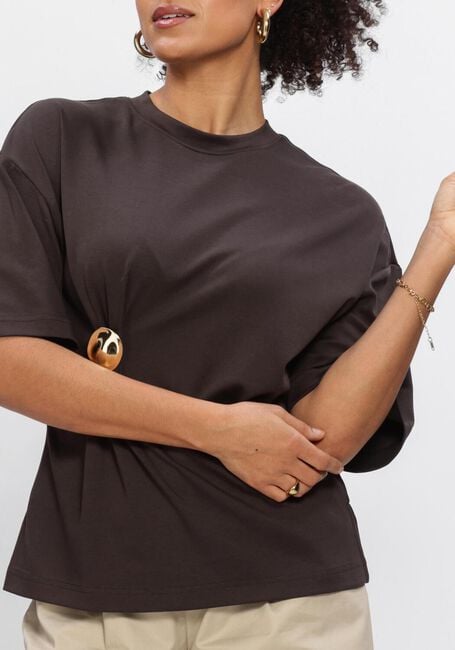 Bruine SECOND FEMALE T-shirt ENORA BROOCH TEE - large