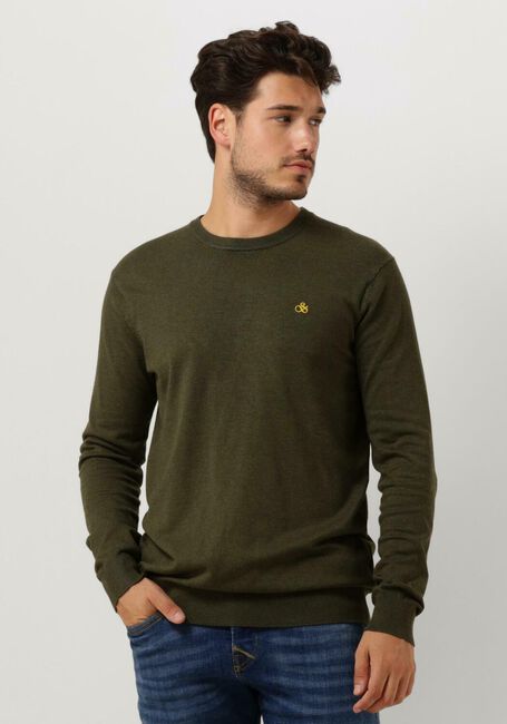 Groene SCOTCH & SODA Trui ESSENTIALS ECOVERO VISCOSE-NYLON CREWNECK PULLOVER - large