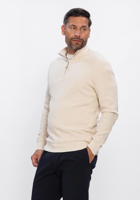 Ecru PROFUOMO Trui PULLOVER HALF ZIP TWINKLE SLUB - large