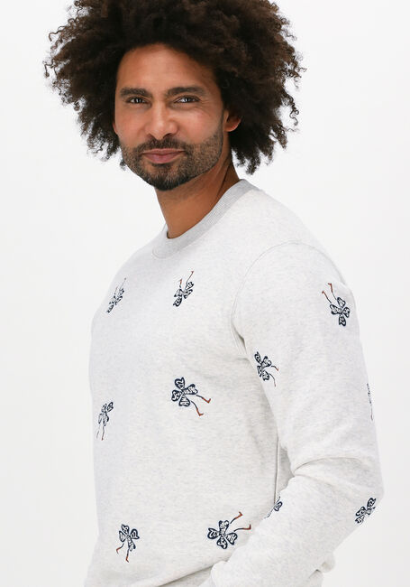 Lichtgrijze SCOTCH & SODA Sweater EMBROIDERED CREW-NECK SWEATSHI - large