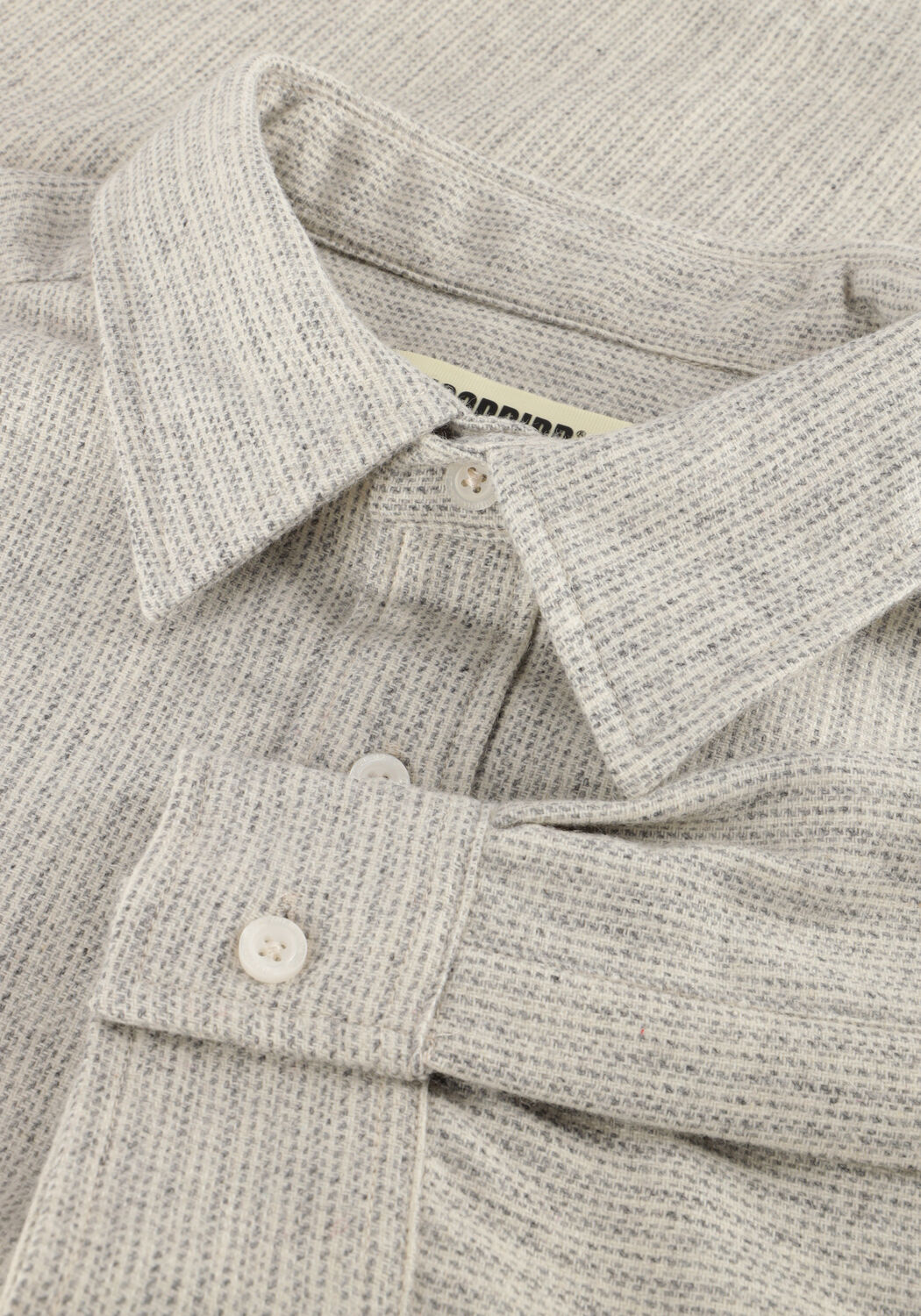 Lichtgrijze WOODBIRD Overhemden BUZO WOOL SHIRT - large