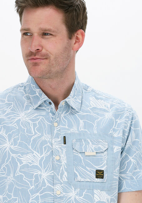 Blauwe PME LEGEND Casual overhemd SHORT SLEEVE SHIRT PRINT ON INDIGO - large