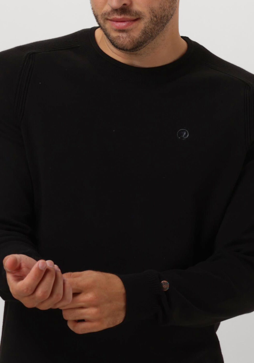 CAST IRON Heren Truien & Vesten Crewneck Essential Cotton Stretch Zwart