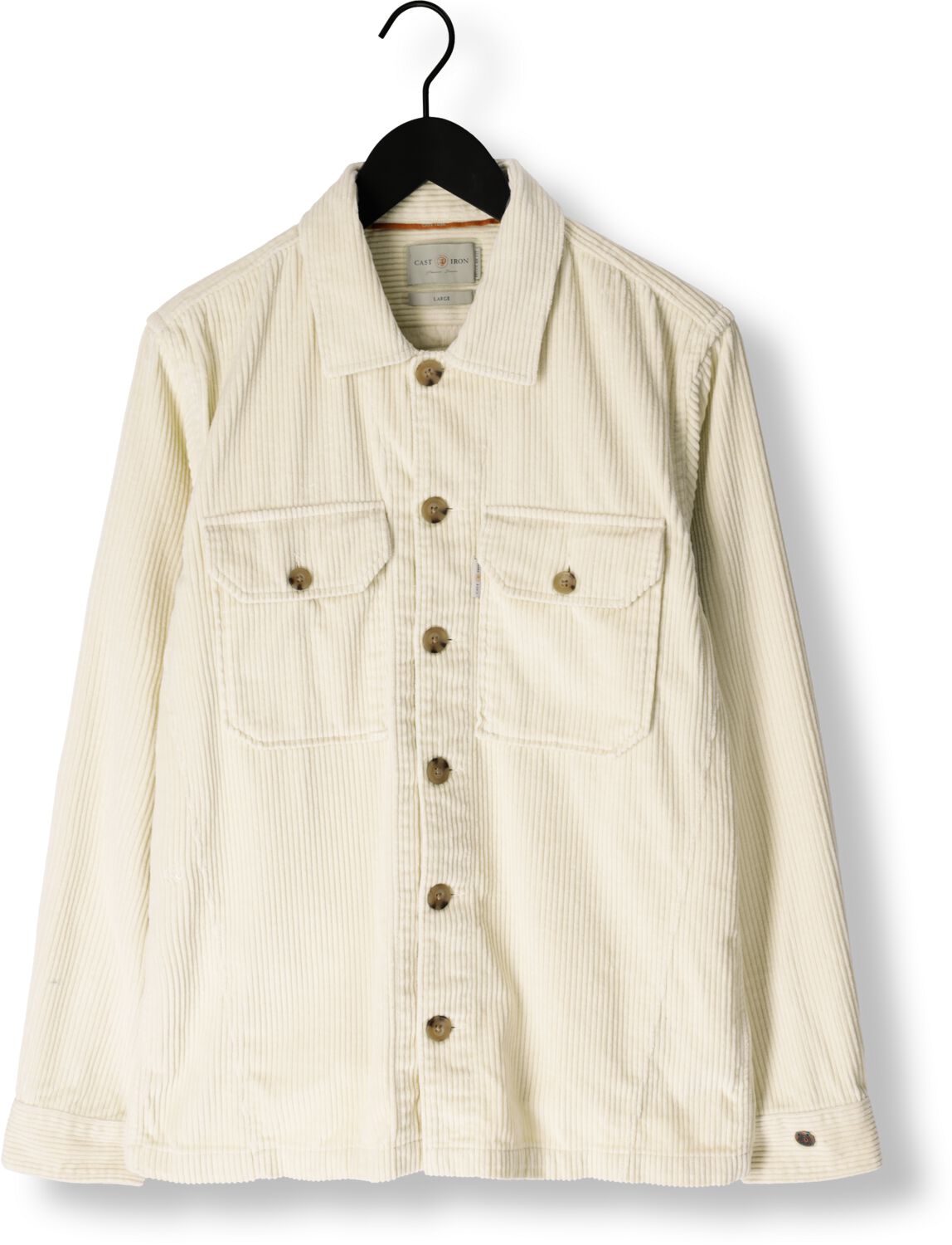 CAST IRON Heren Overshirts Long Sleeve Shirt Solid Ribcord Wit