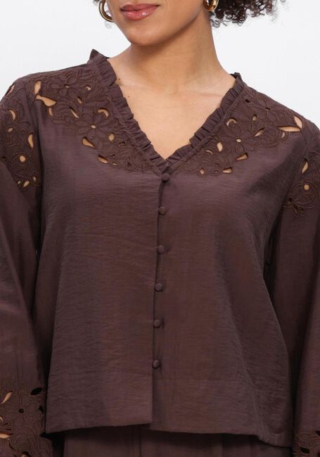 Bruine OBJECT Blouses OBJLISA YUI L/S RE V-NECK TOP - large