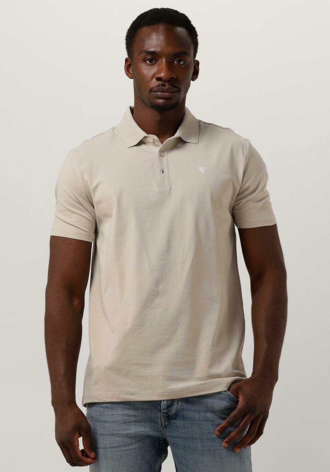 PURE PATH Heren Polo's & T-shirts Shortsleeve Polo With Chest Print Zand