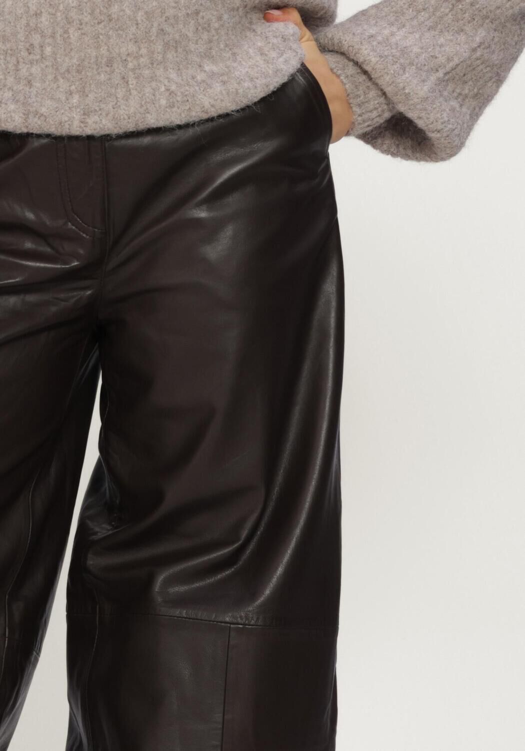Bruine HAUTE L'AMITI&Eacute; Wijde broek JASMIN LEATHER HAREM PANT - large