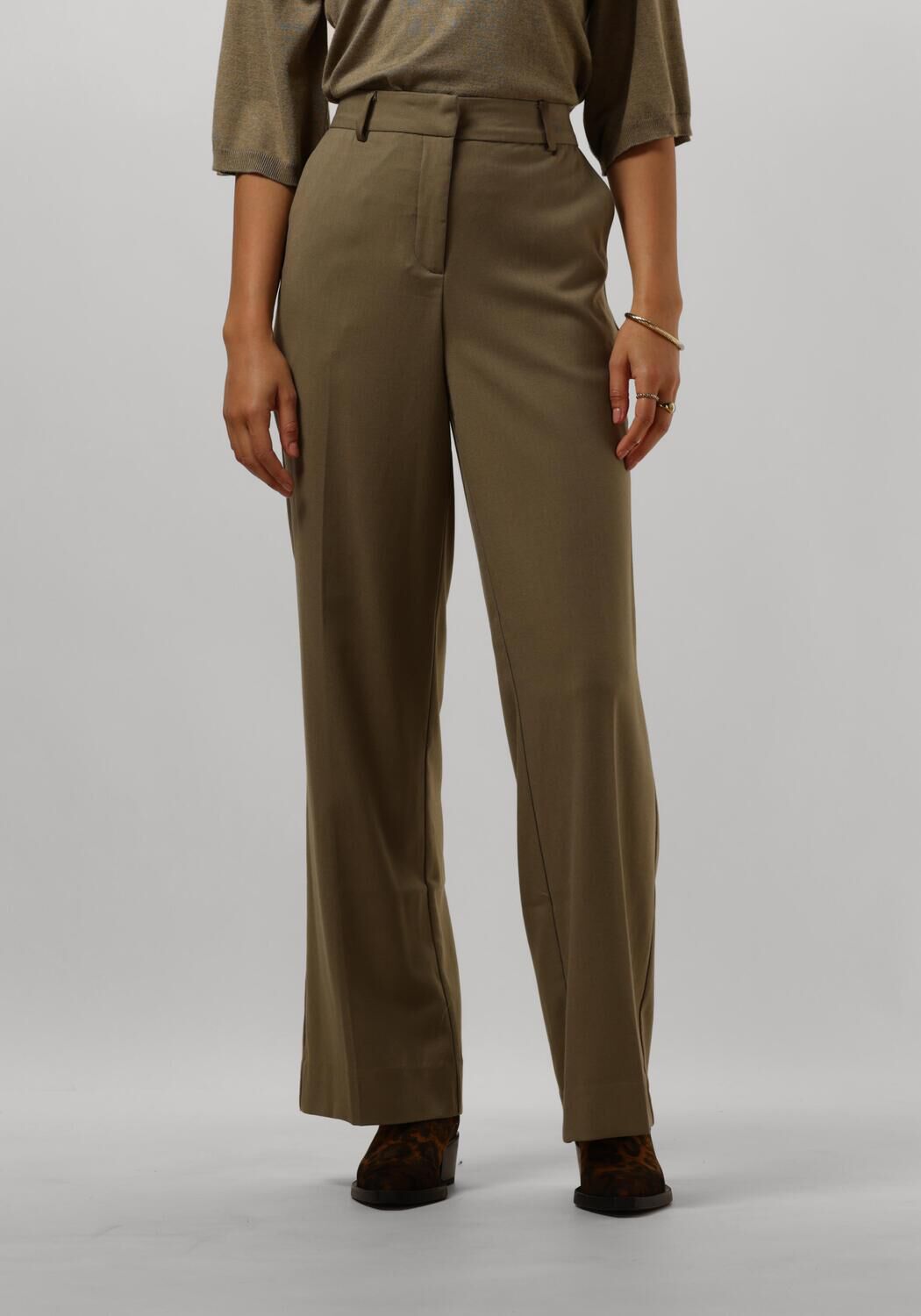 MINUS Dames Broeken Elvera Mid Waist Pant Olijf