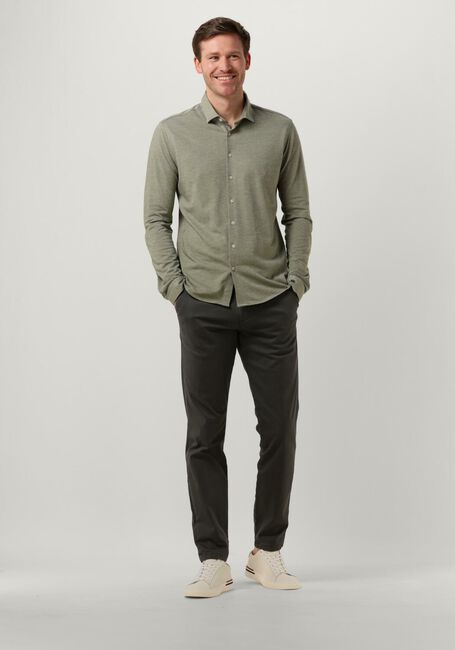 Olijf CAST IRON Casual overhemd LONG SLEEVE SHIRT CF JERSEY PIQUE TEC - large