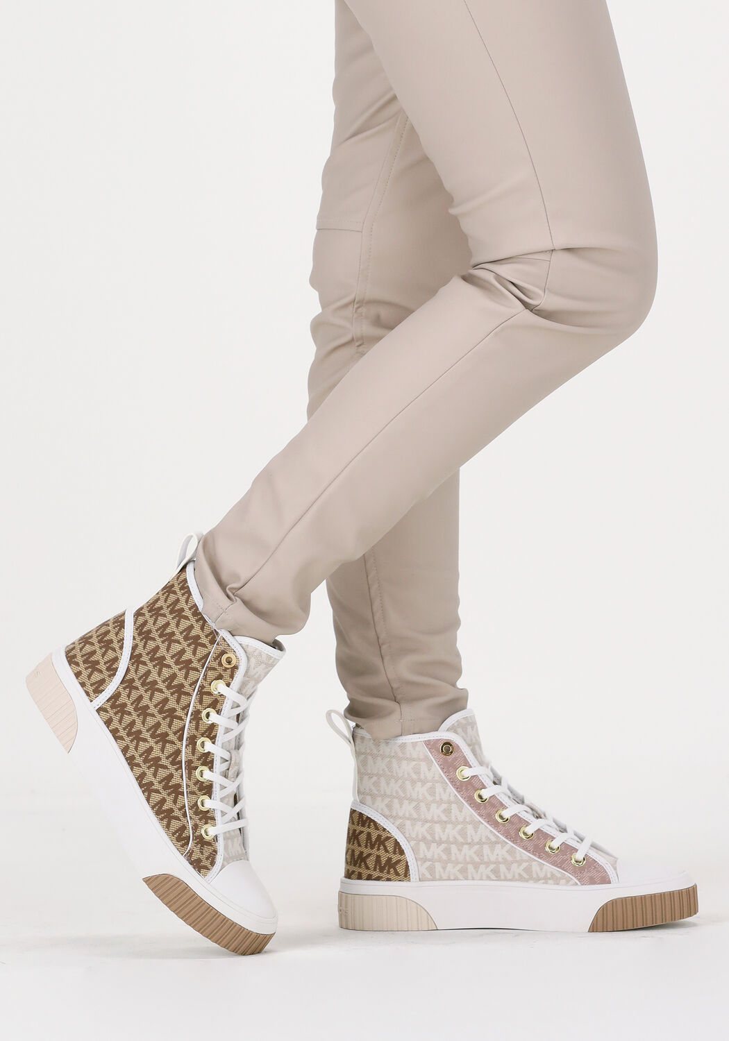 beige michael kors hoge sneaker gertie high top