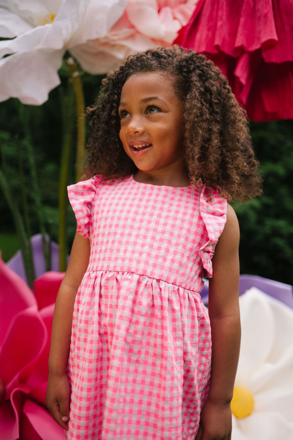 DAILY BRAT Meisjes Jurken Cheecky Checked Dress Roze