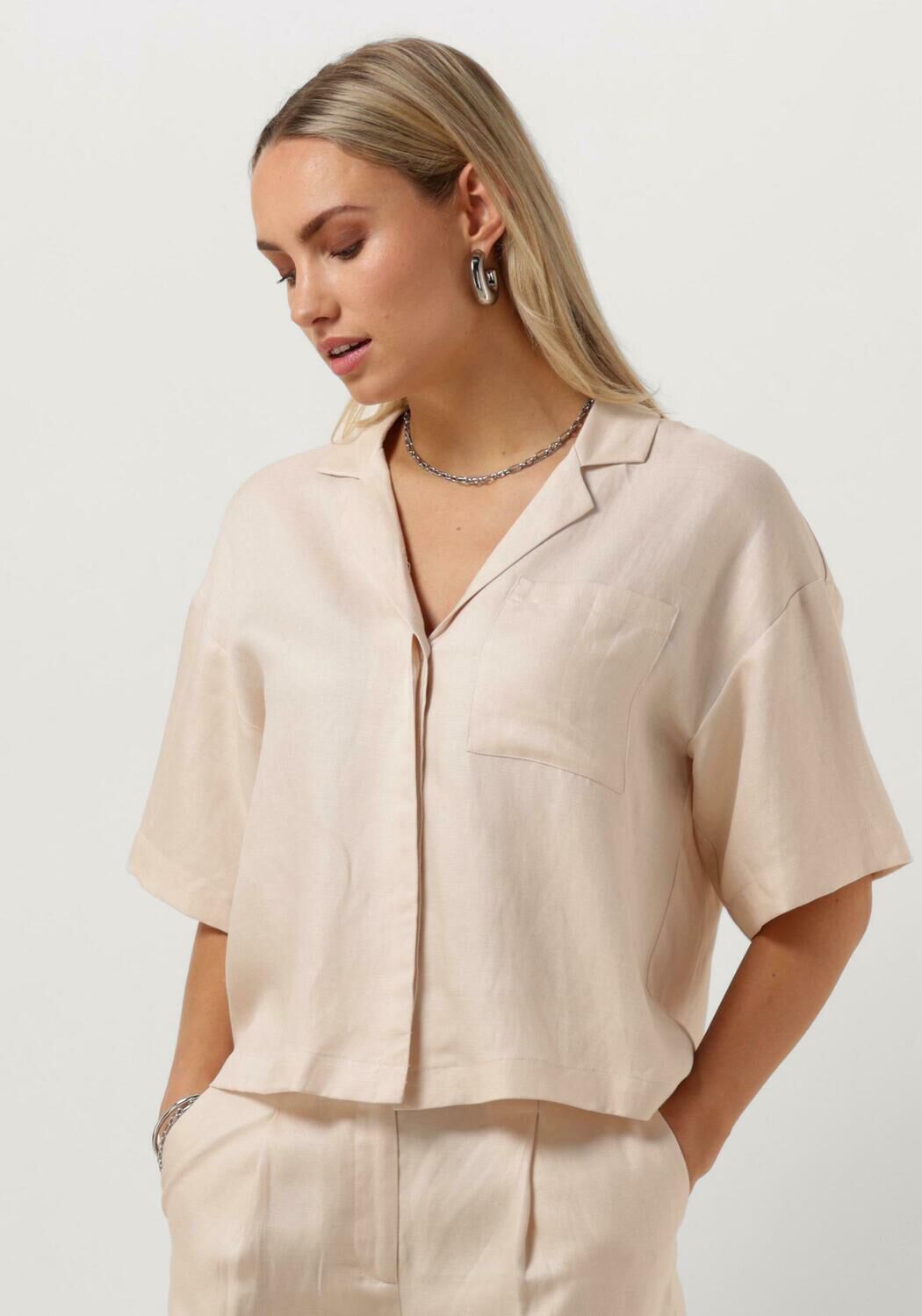 SELECTED FEMME Dames Blouses Slflyra 2 4 Boxy Revers Linen Shirt Gebroken Wit