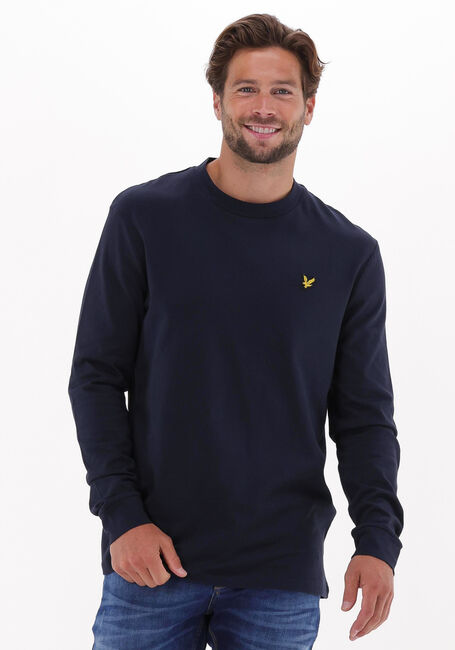 Donkerblauwe LYLE & SCOTT T-shirt MOCK NECK LONG SLEEVE TSHIRT - large