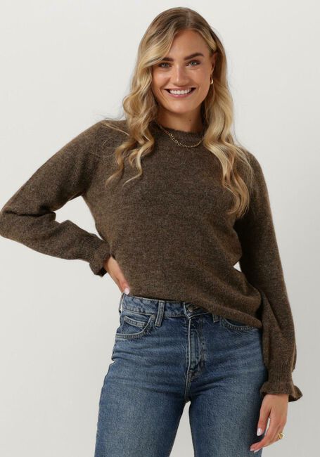 Bruine Y.A.S. Trui YASBALIS LS O-NECK KNIT PULLOVER - large