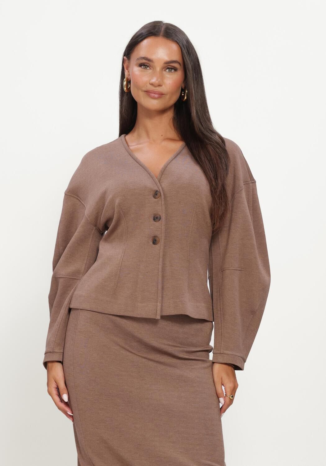 Bruine INWEAR Trui FARIIW VINCENTIW MEL JACKET - large