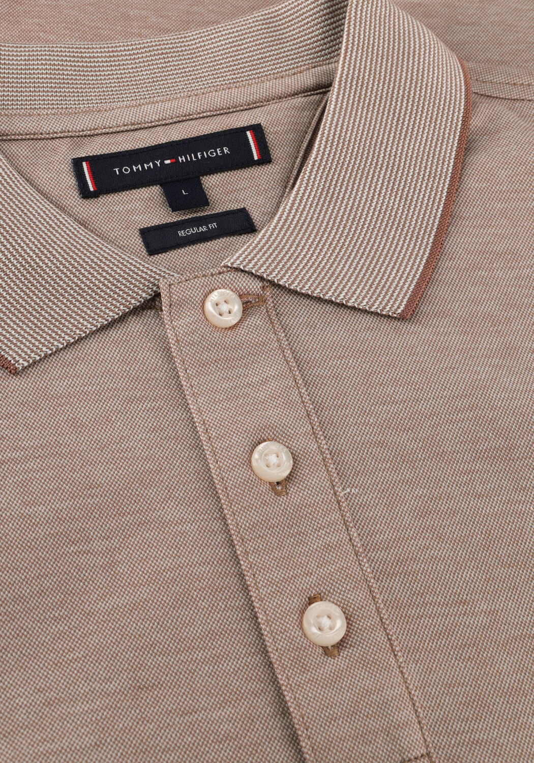 Khaki TOMMY HILFIGER Polo OXFORD LOGO COLLAR REG POLO - large