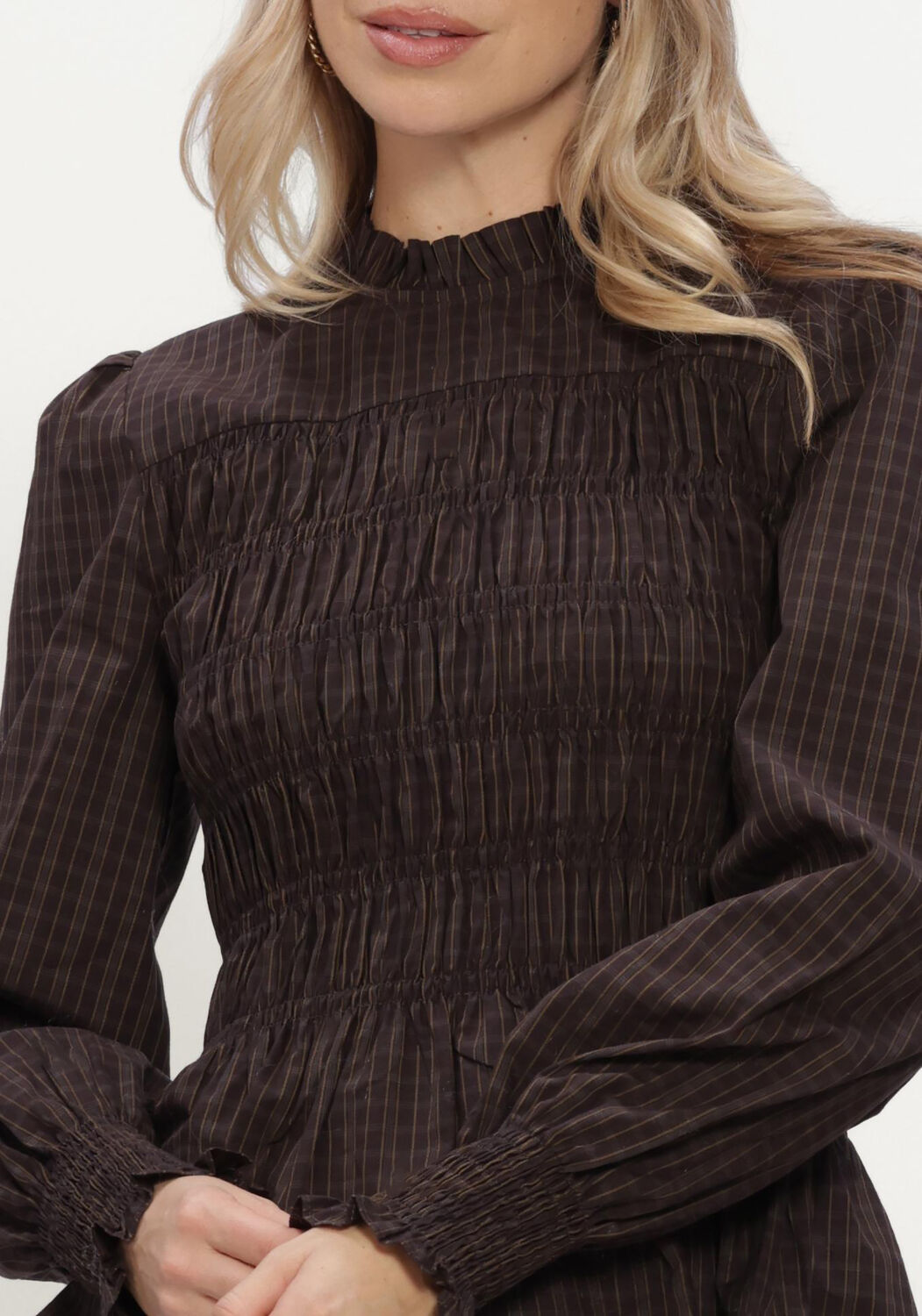 Bruine NEO NOIR Blouses POSSA BIG CHECK BLOUSE - large