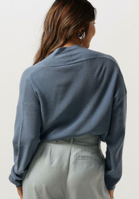 Blauwe ANOTHER LABEL Trui LEN KNITTED PULL L/S - large