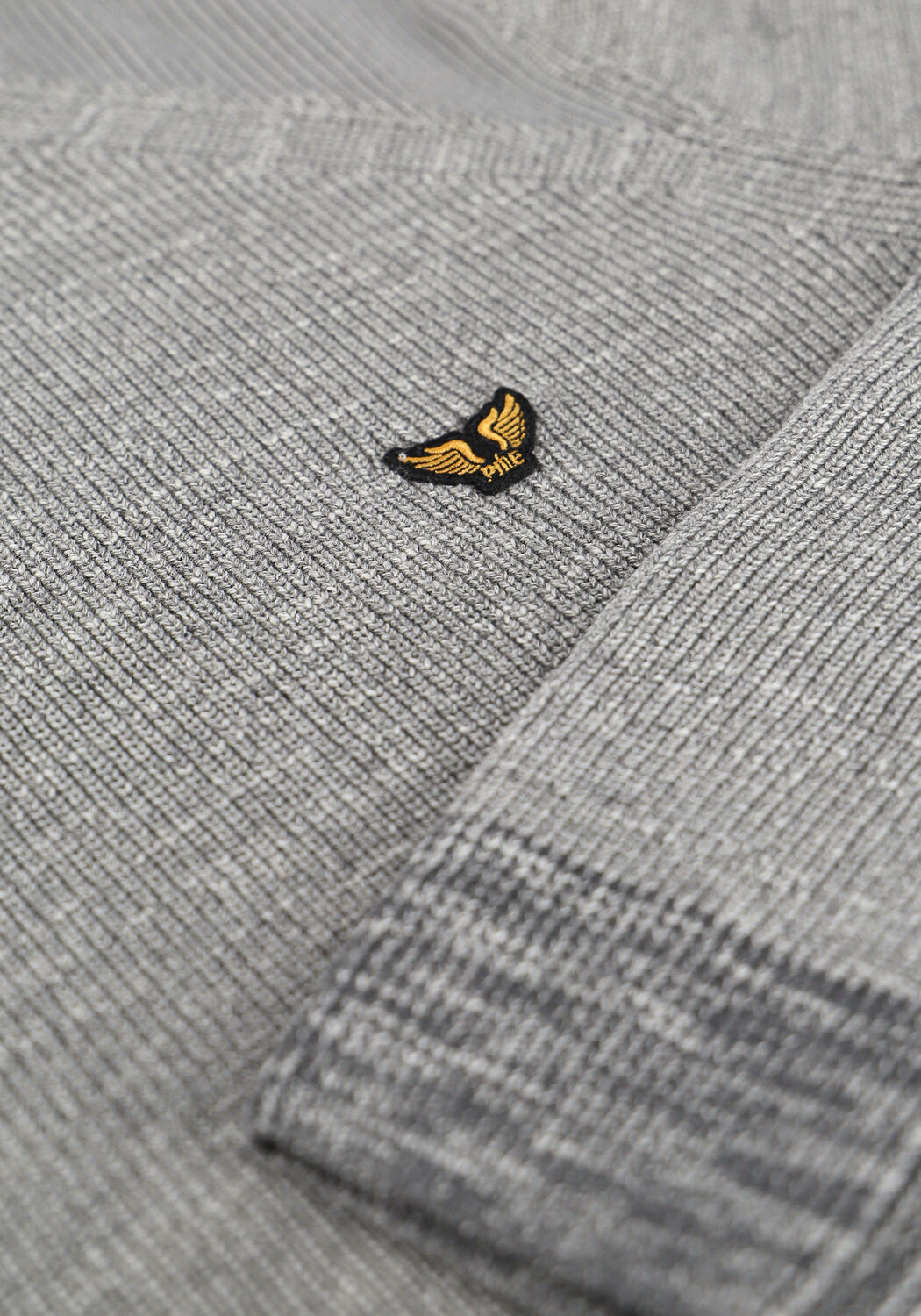 Grijze PME LEGEND Trui R-NECK COTTON RIB KNIT - large