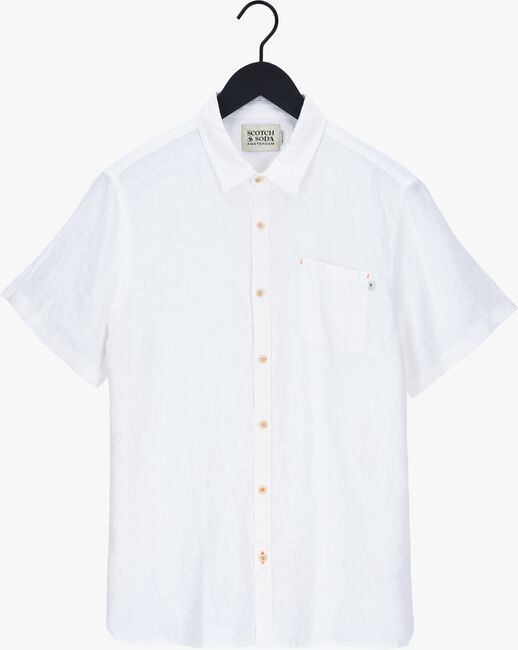 Witte SCOTCH & SODA Casual overhemd REGULAR FIT GARMENT-DYED LINEN SHORTSLEEVE SHIRT - large