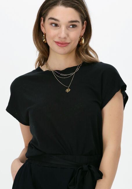 Zwarte 10DAYS Top TEE LINEN - large