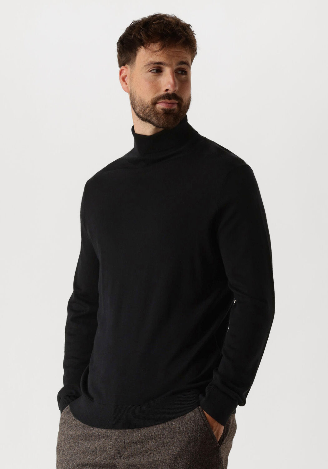 SELECTED HOMME Heren Truien & Vesten Slhtray Ls Knit Merino Roll Neck Zwart