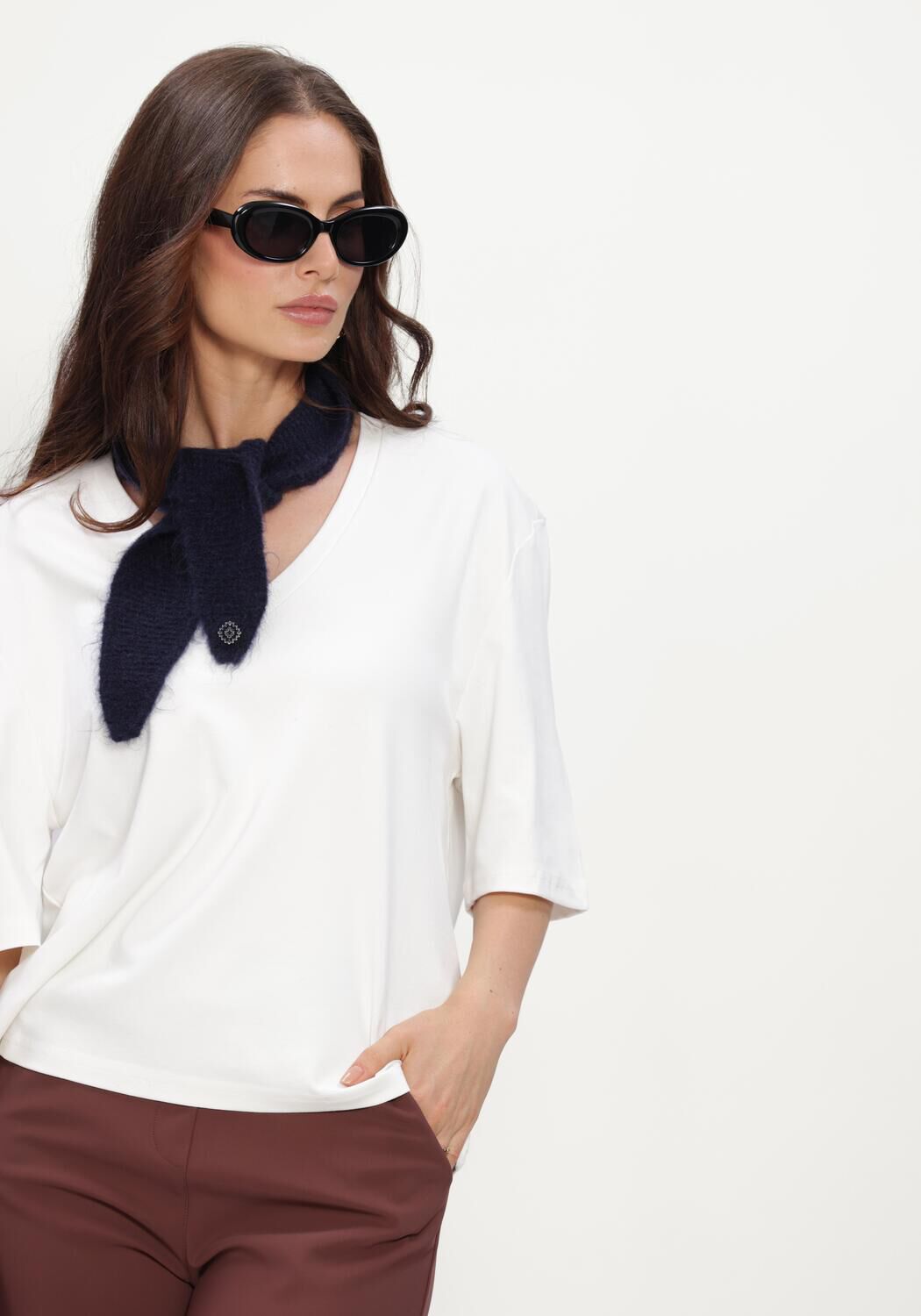 Witte STUDIO ANNELOES T-shirt Fiore vneck t-shirt - large