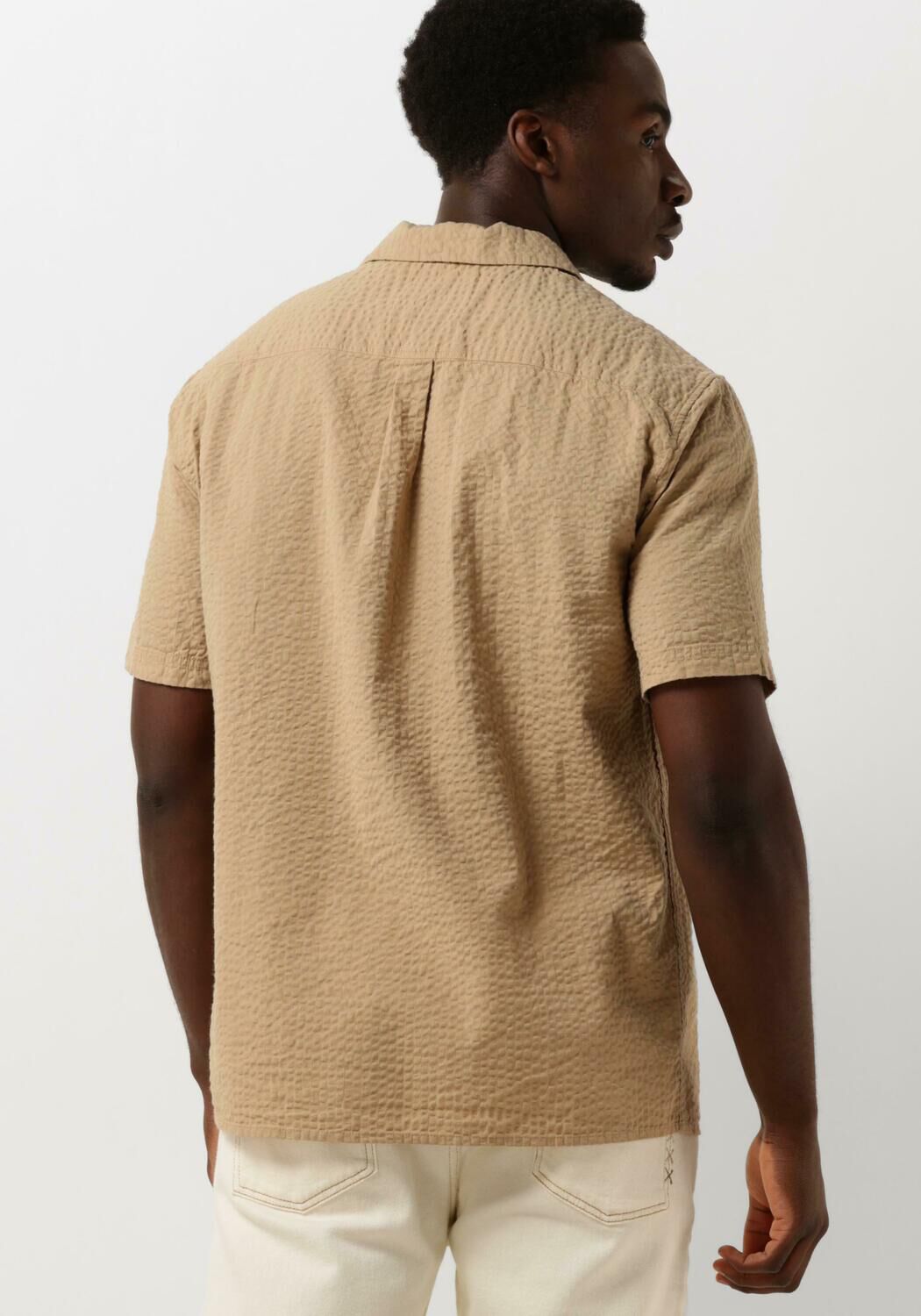 ANERKJENDT Heren Overhemden Akleo S s Seersucker Shirt Camel