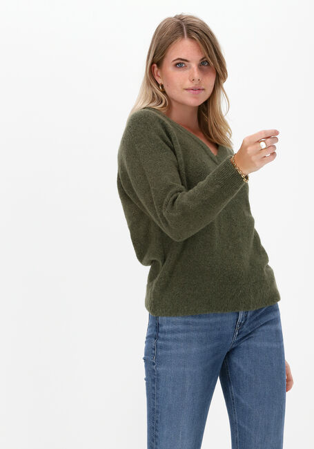 Groene SELECTED FEMME Trui LULU LS KNIT V-NECK B - large