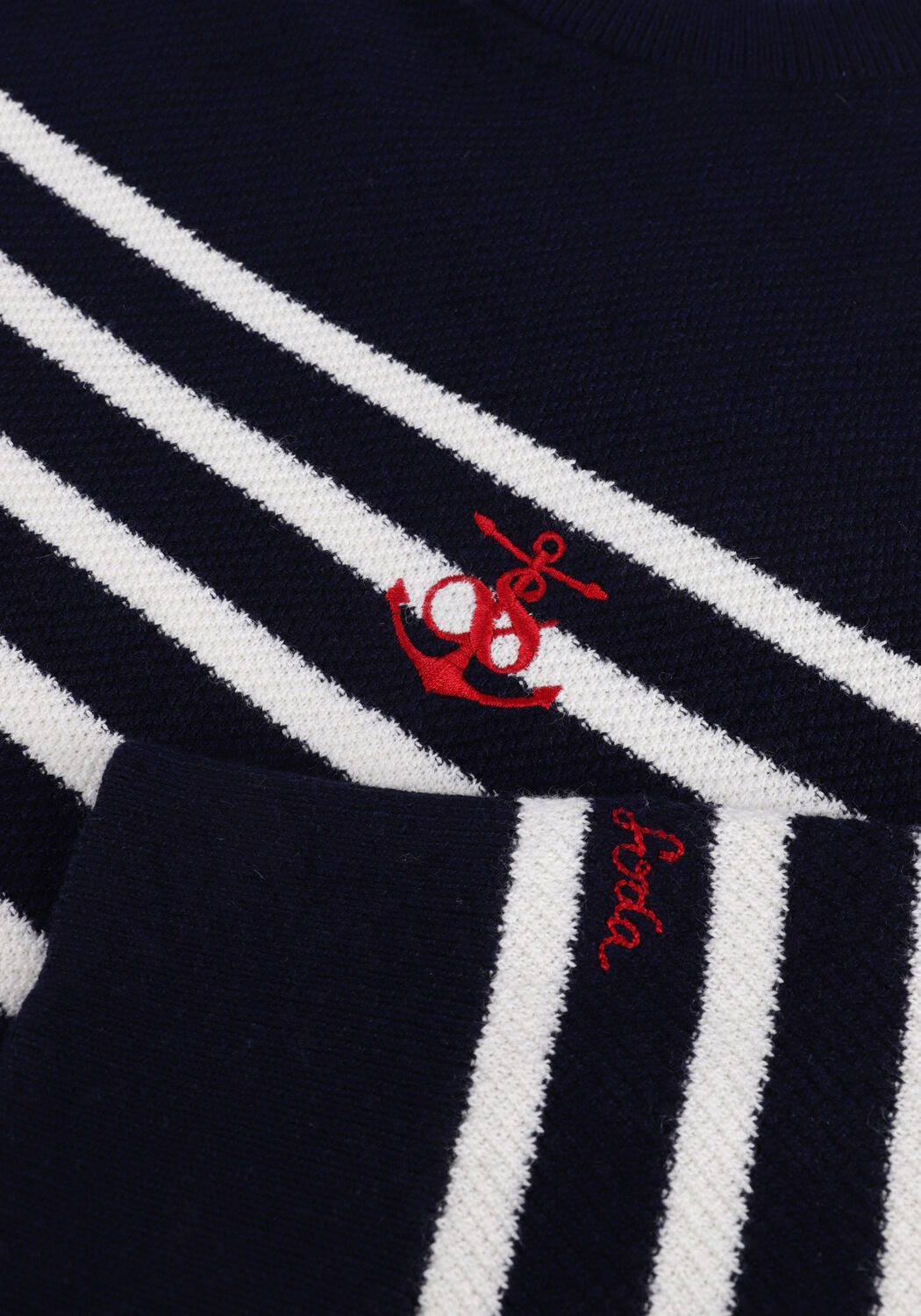 Blauwe SCOTCH & SODA Trui STRIPED CREWNECK PULLOVER - large