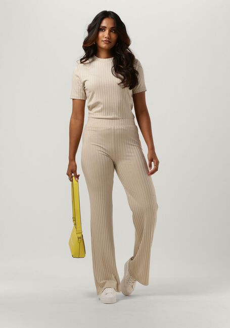 Beige CALVIN KLEIN T-shirt RIB SHORT SLEEVE TEE - large