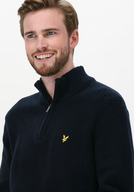 Donkerblauwe LYLE & SCOTT Trui RIBBED 1/4 ZIP JUMPER - large